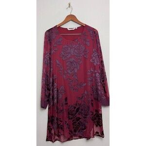 Soft Surroundings Scarlette Tunic Top Shirt Size Medium Long Sleeve Red Womens